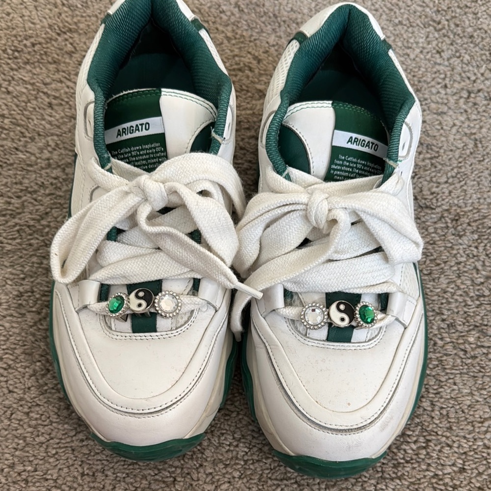 Kids White and Green Sneakers